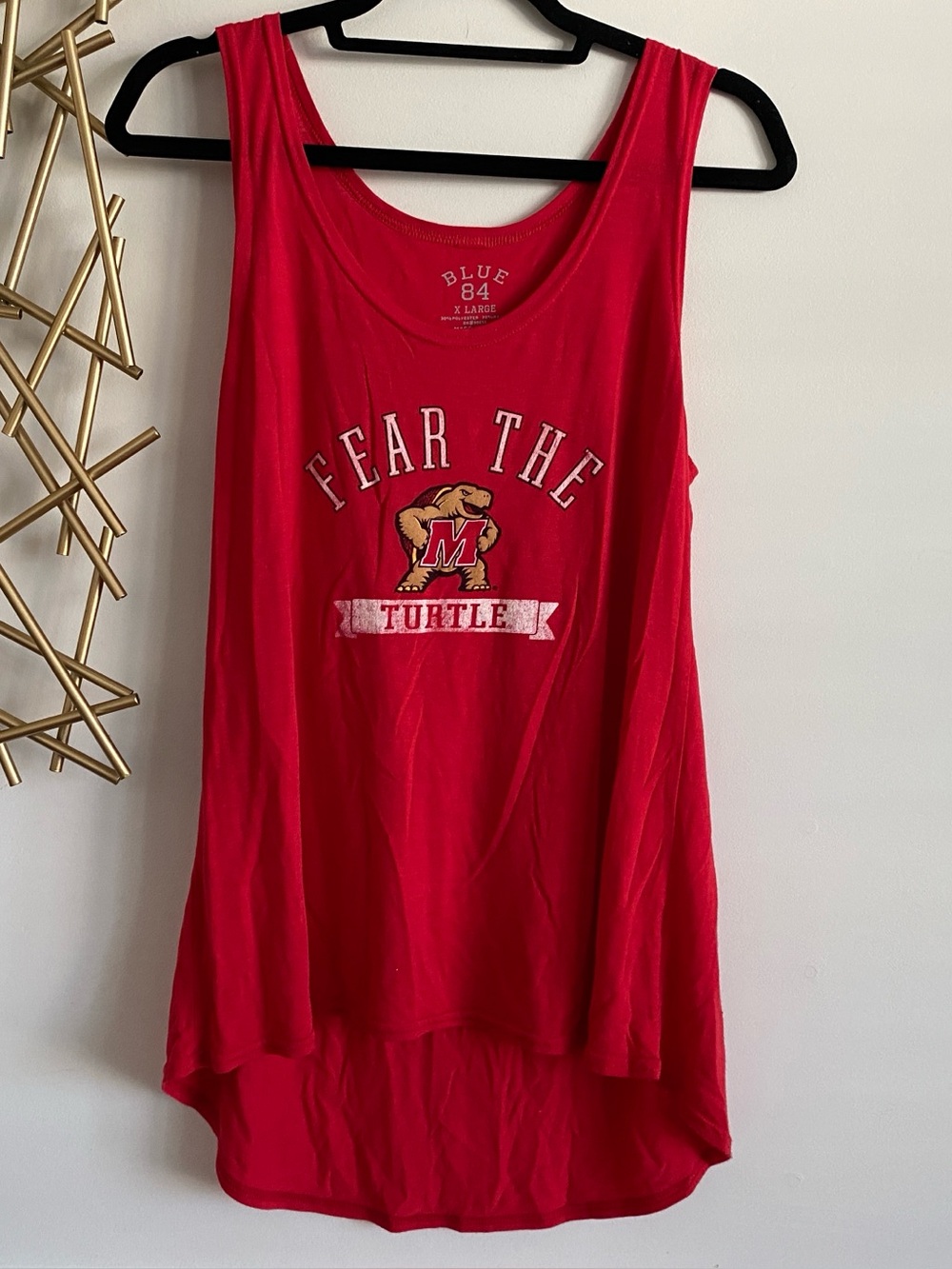 University of Maryland Terrapins Red Hi-Lo Hem Tank Top - Size XL